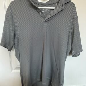 Mizzen+Main Black and White Patterned Shirt Medium